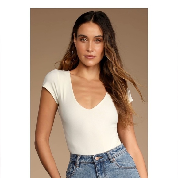 Free People Intimately Ready Or Not Bodysuit size XSIvory White Rib thong - Picture 1 of 6